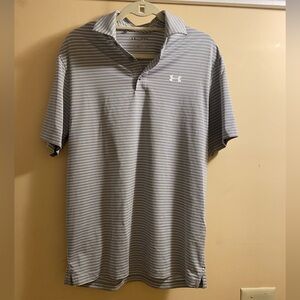 Under Armour Gray & White Stripe Men's Performance Polo Shirt